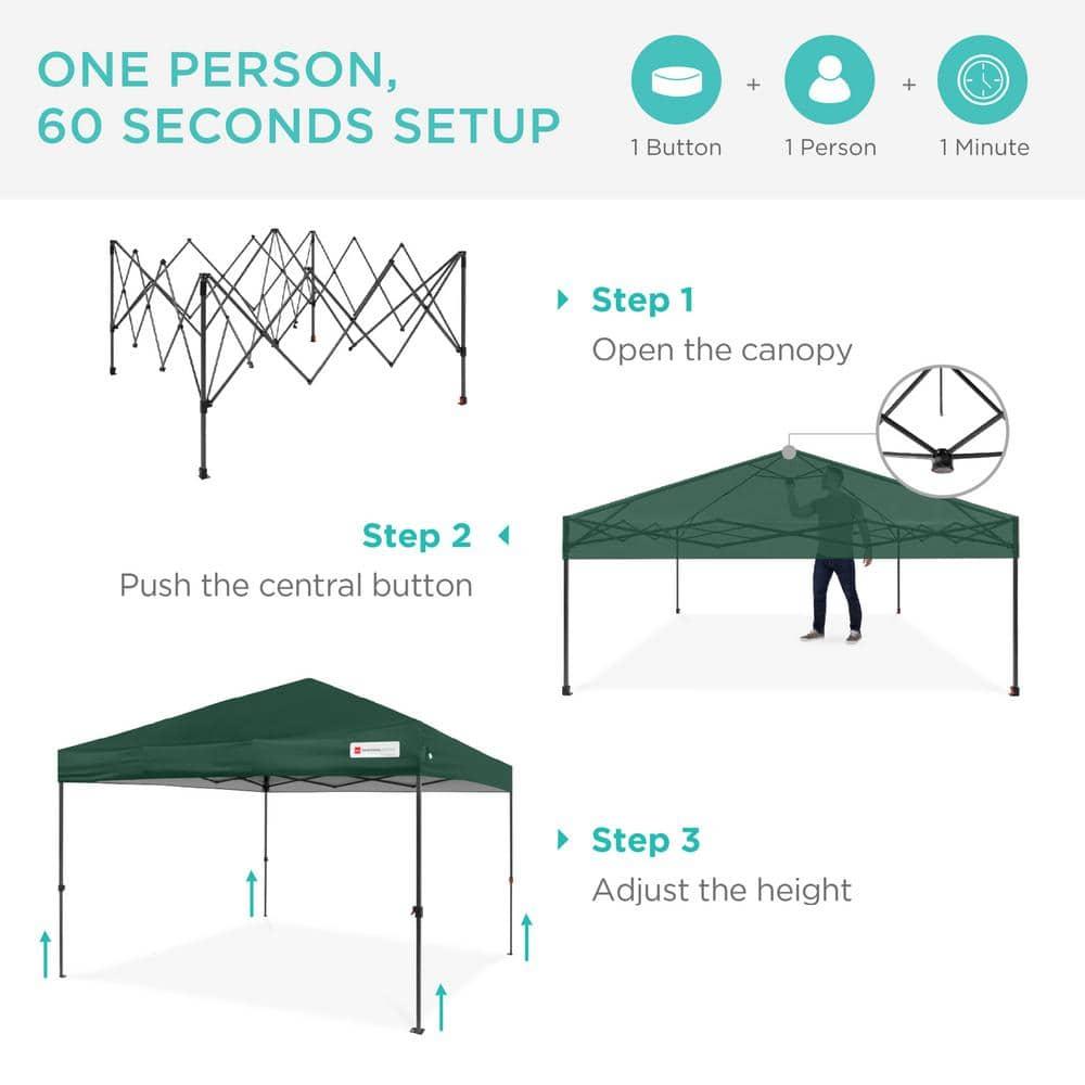 Best Choice Products Best Choice Products Easy Setup Pop Up Canopy W/ 1-Button Setup, Wheeled Case, 4 Weight Bags