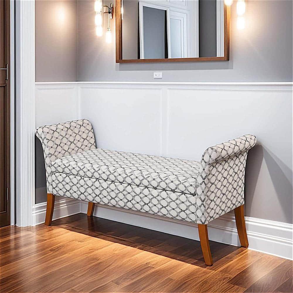 Designs4Comfort Garbo Storage Bench Ottoman  Ribbon Pattern Fabric