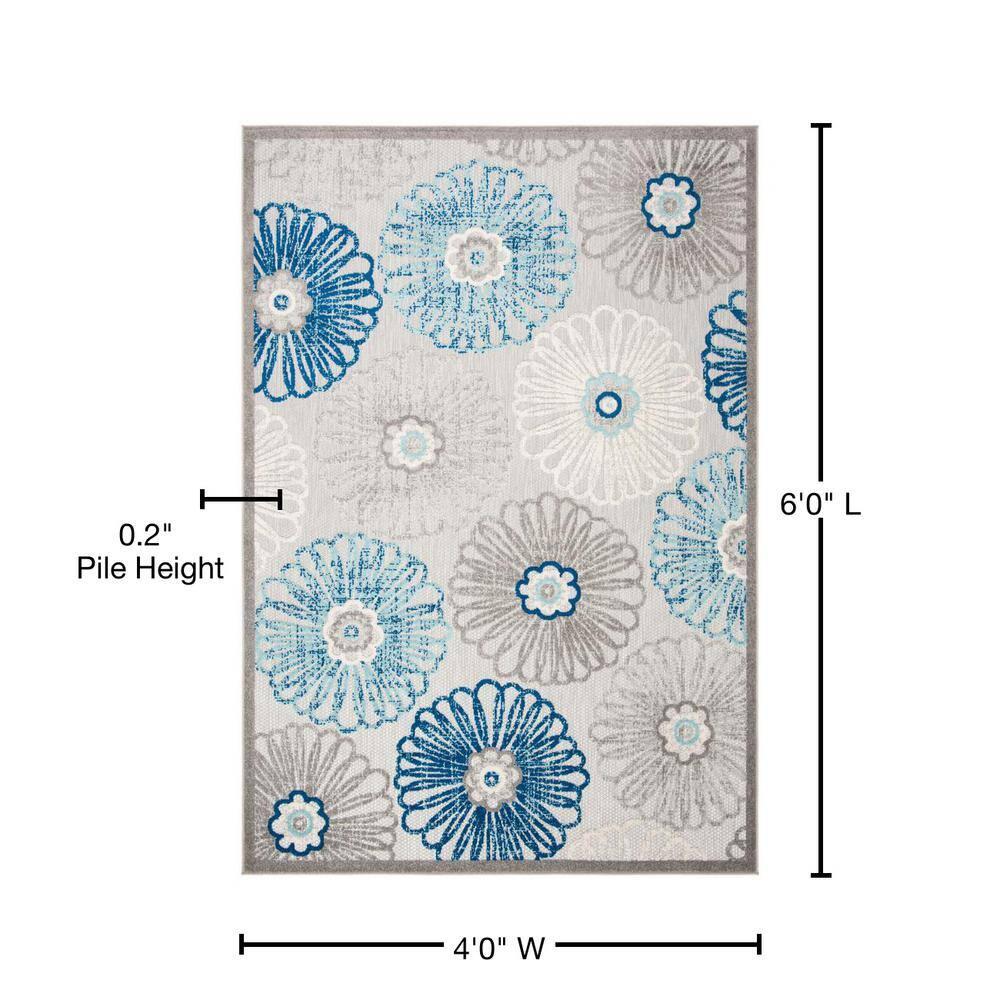 Cabana CBN801 Power Loomed Indoor/Outdoor Area Rug - Grey/Blue - 4'x6' - Safavieh.