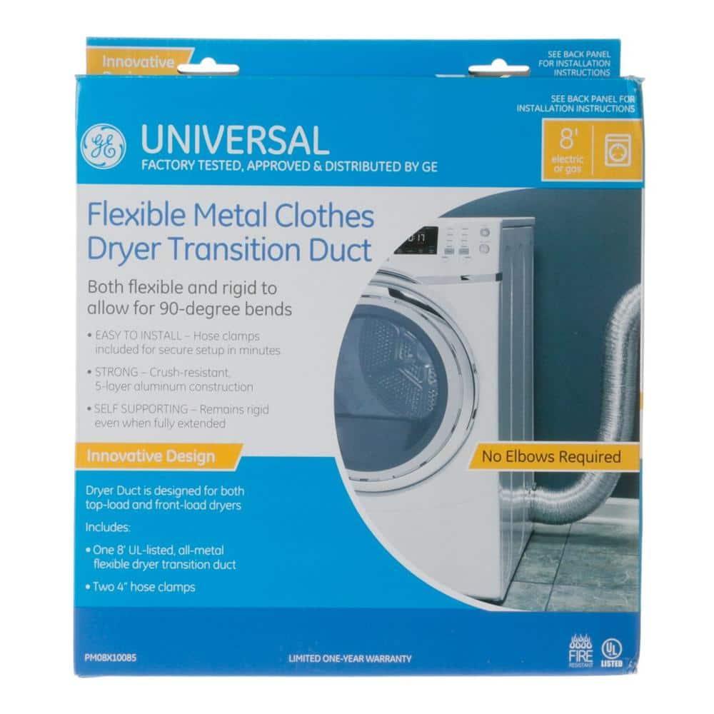GE Appliances Dryer Duct, 8 Foot Length Metal Dryer Transition Duct, PM08X10085, UL Listed