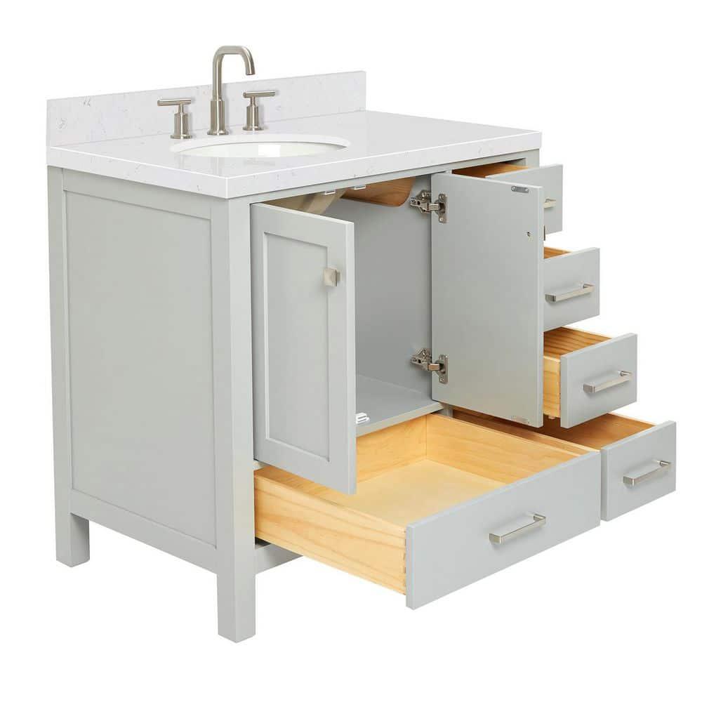 Ariel A036slcqovo Cambridge 36" Free Standing Single Basin Vanity Set - Grey