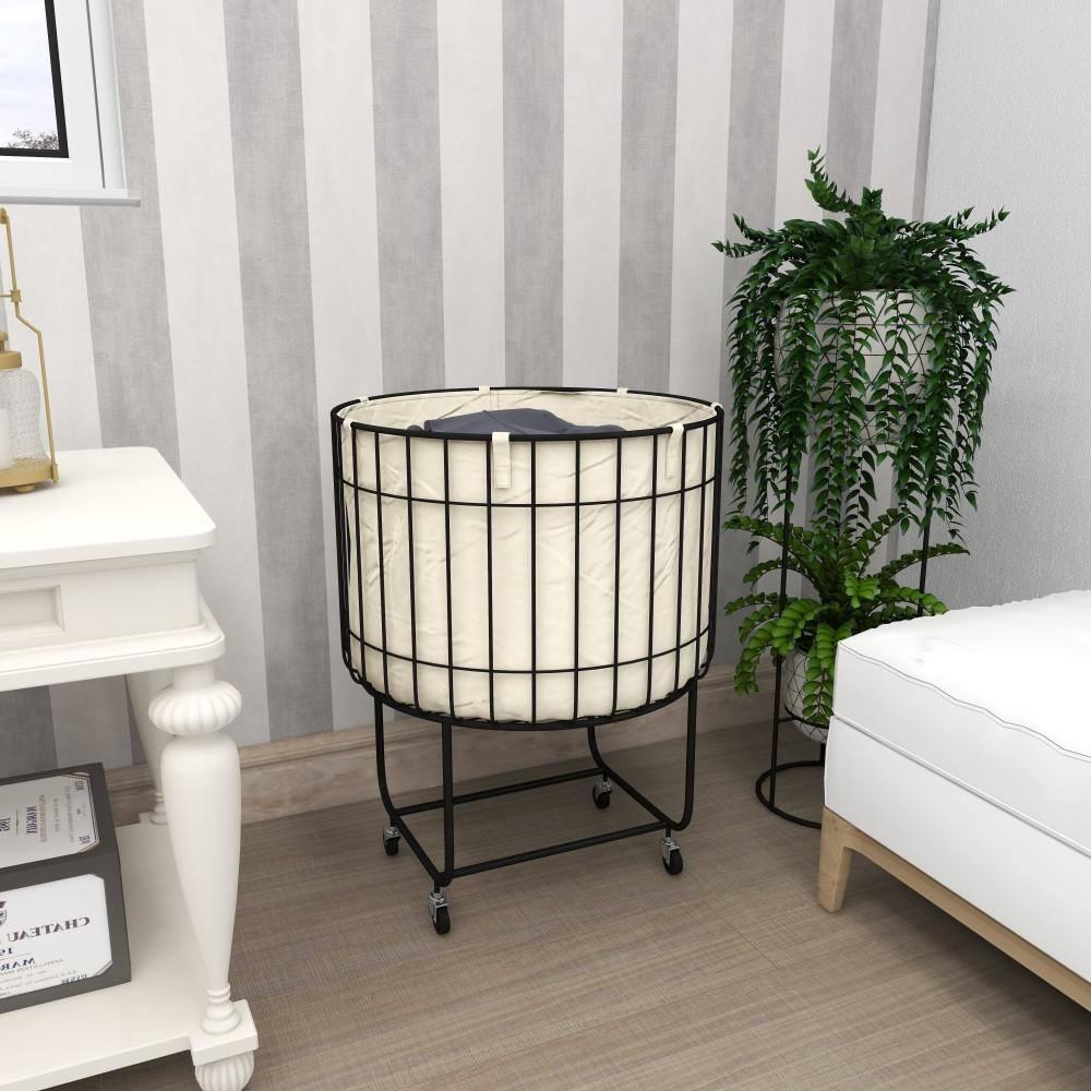 25.75''x19.25''  Contemporary Metal Storage Cart Off White - Olivia & May