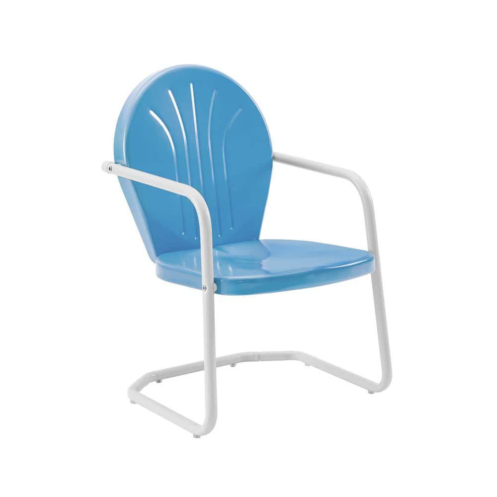 Crosley Furniture Griffith Retro Metal Patio Chair in Sky Blue