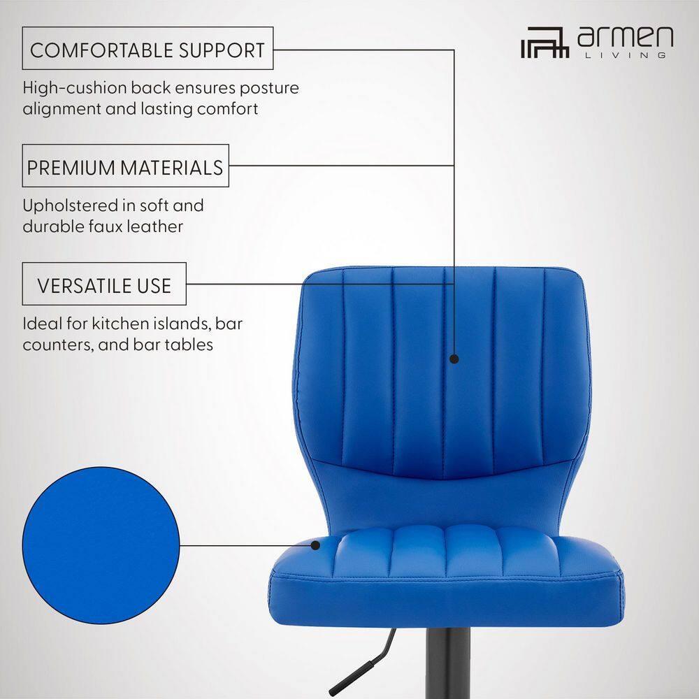 Bardot Adjustable Barstool with Faux Leather and Metal Finish - Armen Living