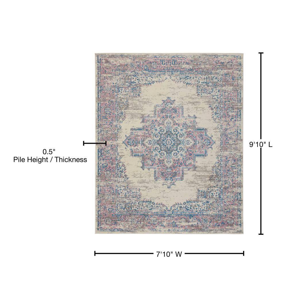 Nourison Grafix GRF14 Ivory/Pink Area Rug 7'10" x 9'10"
