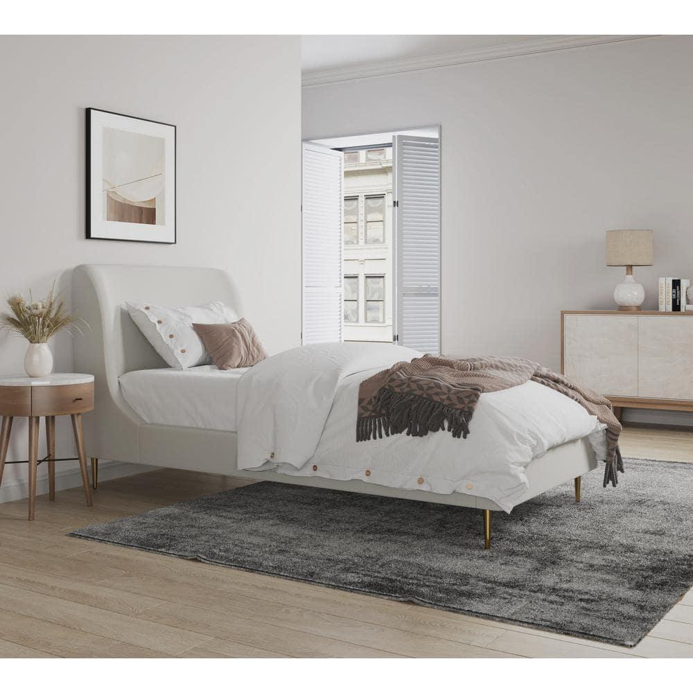Twin Heather Velvet Upholstered Bed - Manhattan Comfort