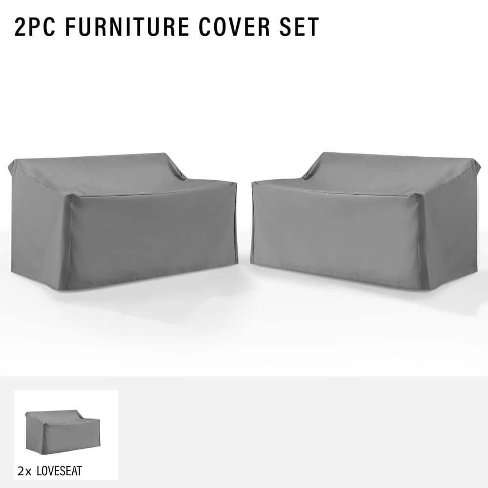 Crosley Furniture Covers Vinyl Outdoor Loveseat Cover in Gray (Set of 2)