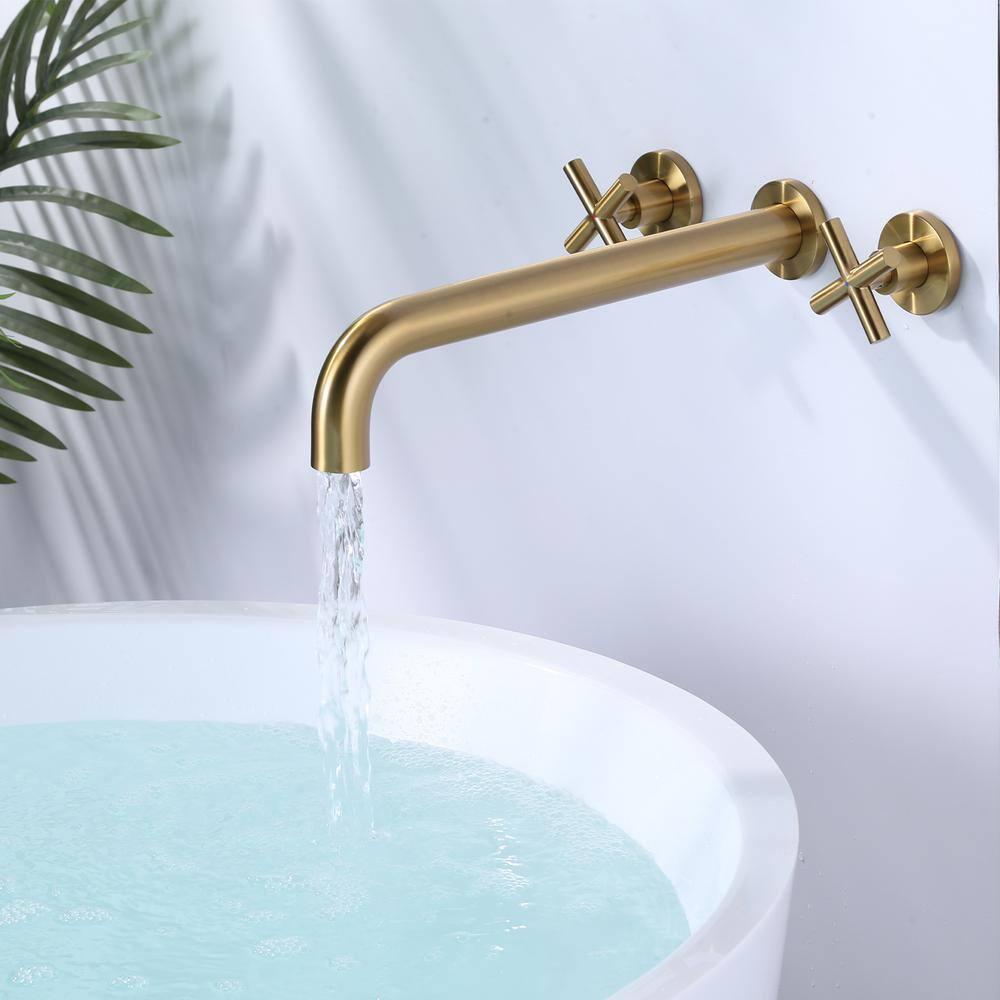 2-Handle Wall Mounted Cross Handle Antique Bathtub Roman Tub Faucet