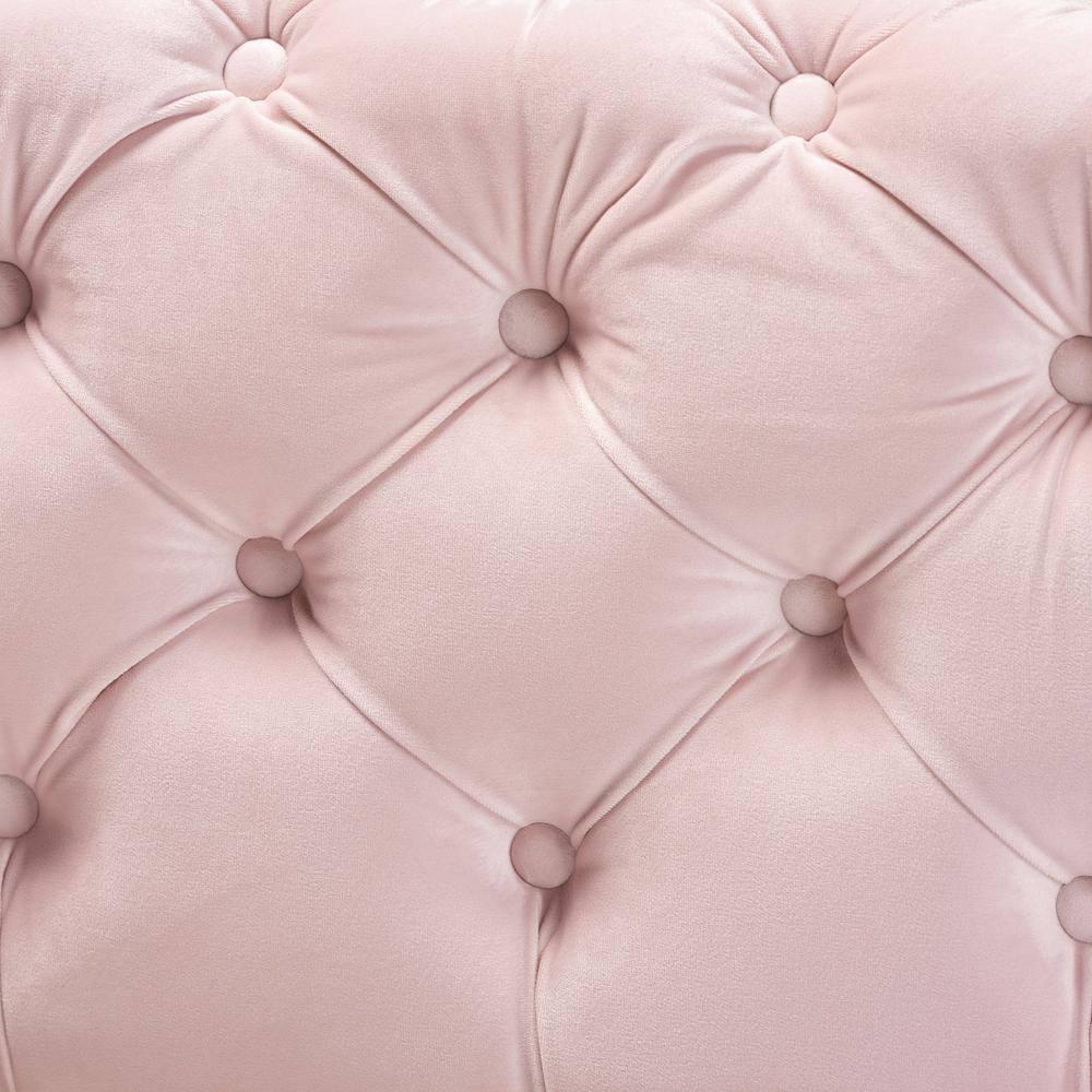 Baxton Studio Avara Velvet Button Tufted Bench Ottoman Pink: Modern Upholstered Rectangular Furniture