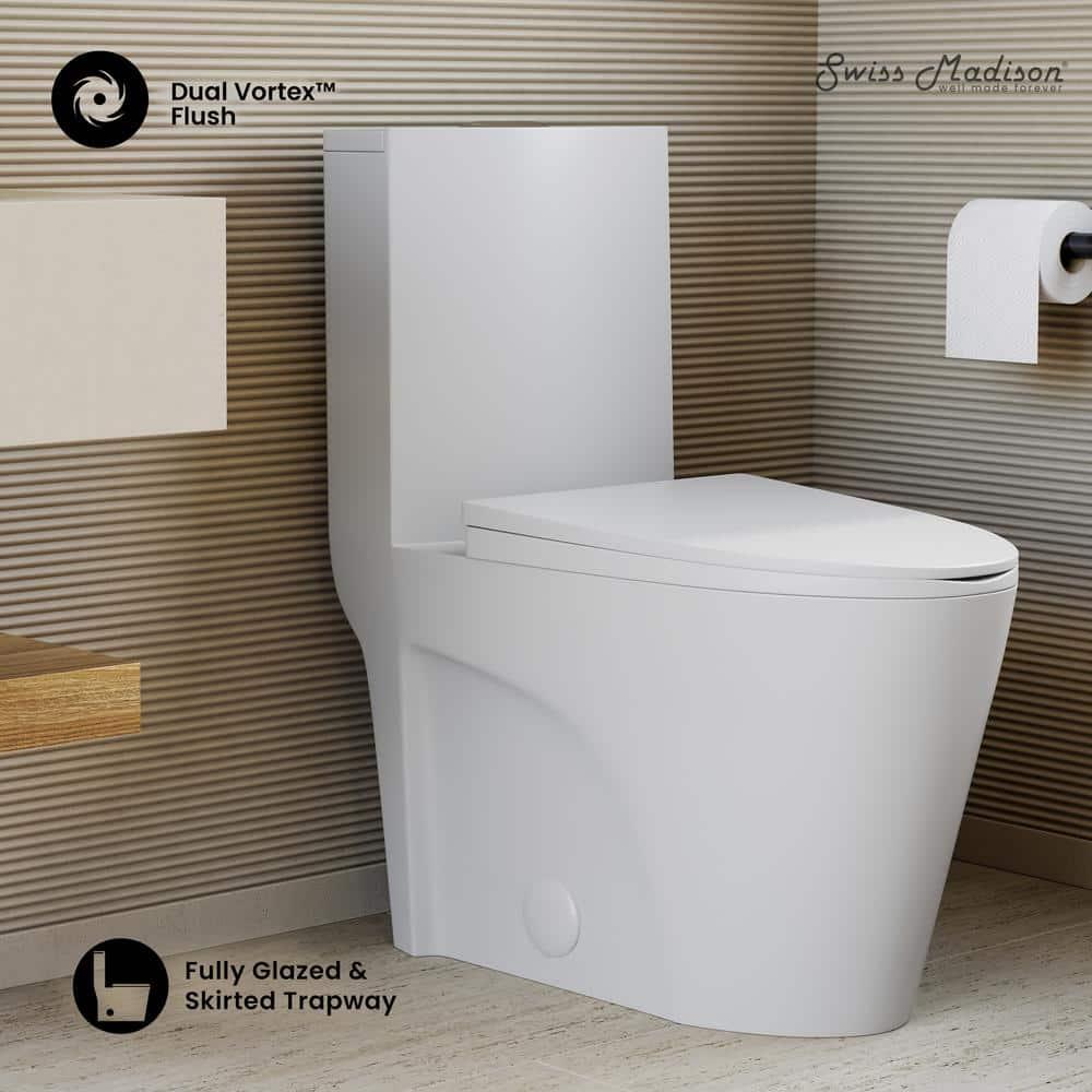 St. Tropez One Piece Elongated Toilet Dual Vortex Flush 1.6 GPF
