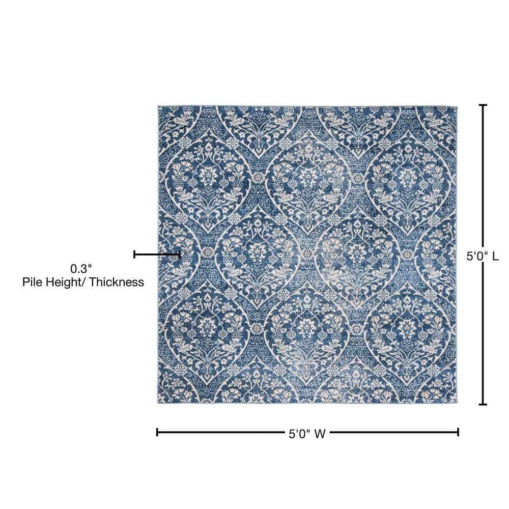 Brentwood BNT860 Power Loomed Area Rug - Navy/Light Grey - 5'x5' - Safavieh.