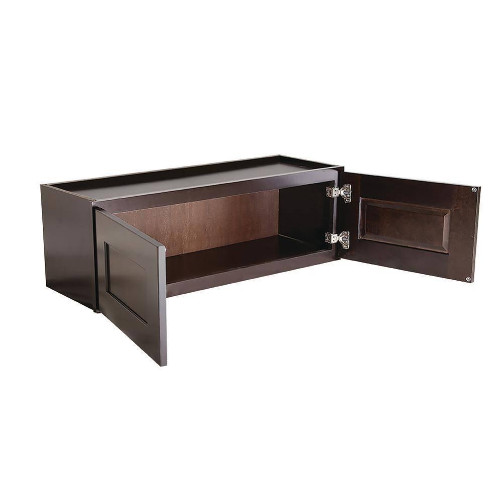 Brookings Shaker Unassembled Bridge Wall Kitchen Cabinet W3321, 33 W x 12 D x 21 H, Brown, Solid Wood, Design House, 543231