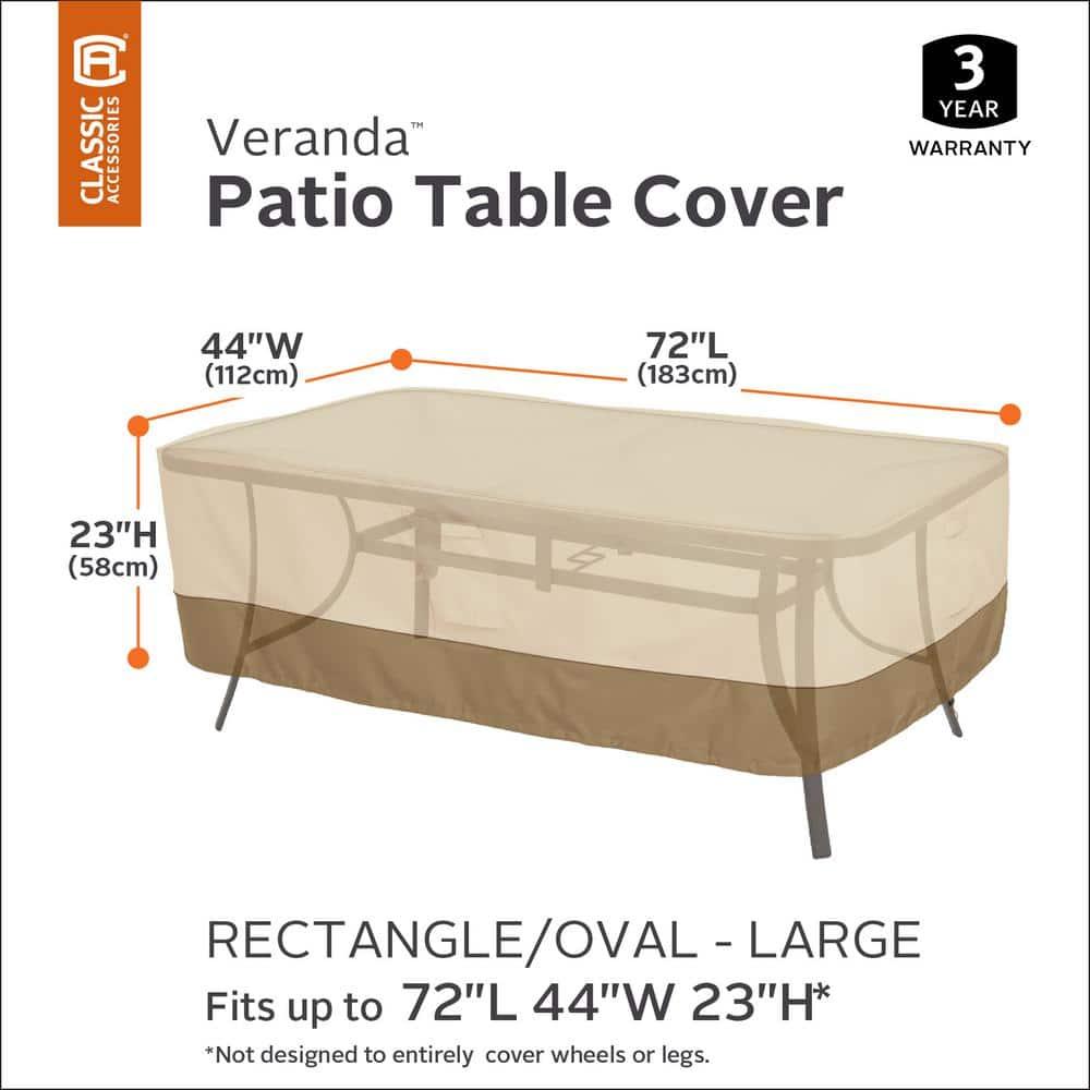Classic Accessories Veranda Water-Resistant 72 Inch Rectangular/Oval Patio Table Cover