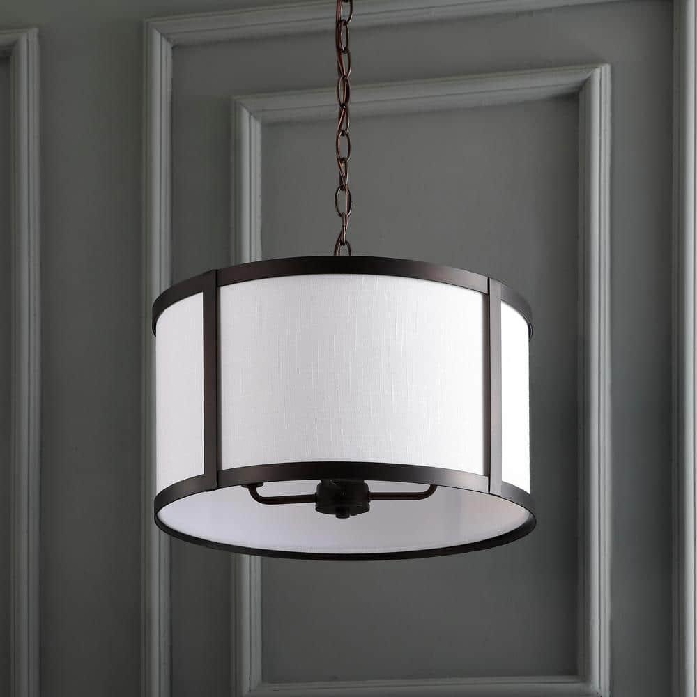 Thatcher 17" Metal LED Pendant Light, Oil Rubbed Bronze/White