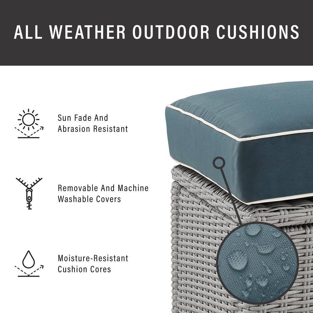 Bradenton Outdoor Wicker Sofa: Steel Frame, Moisture-Resistant Cushions, UV-Resistant - Crosley