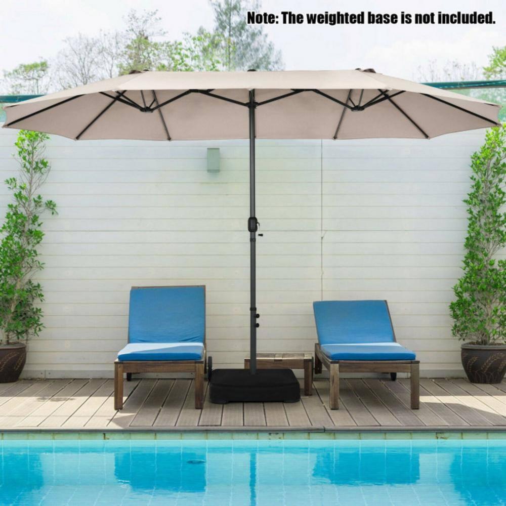 Costway 15FT Patio Double-Sided Umbrella Crank Outdoor Garden Market Sun Shade Beige