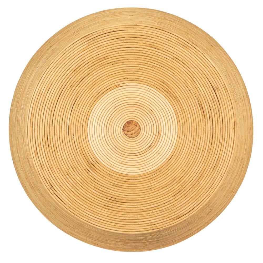 Storied Home Round Barrel Accent Table Natural