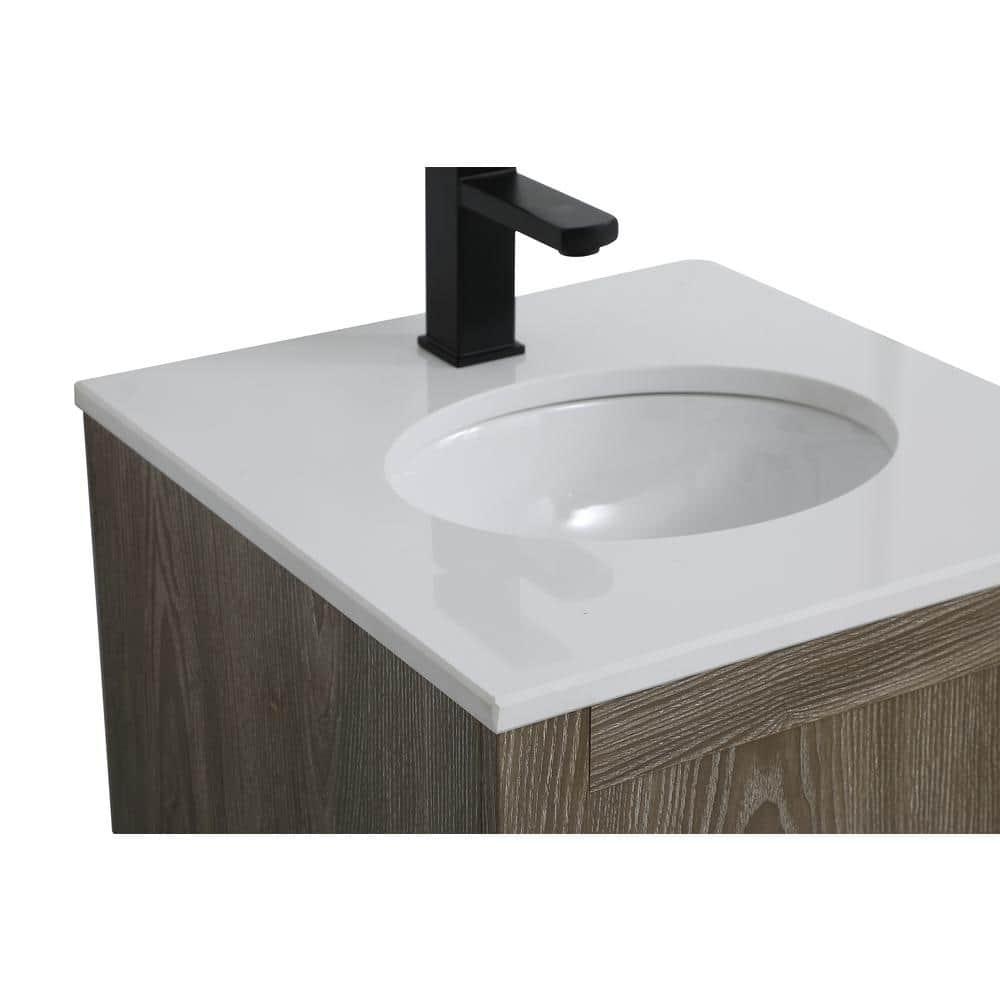 18 in. Single Bathroom Vanity, Weathered Oak