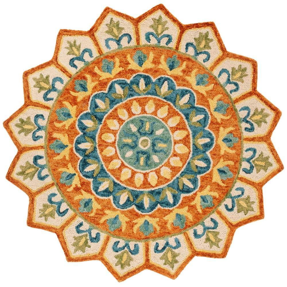 Novelty NOV605 Hand Tufted Indoor Area Rug - Rust/Ivory - 6' Round - Safavieh