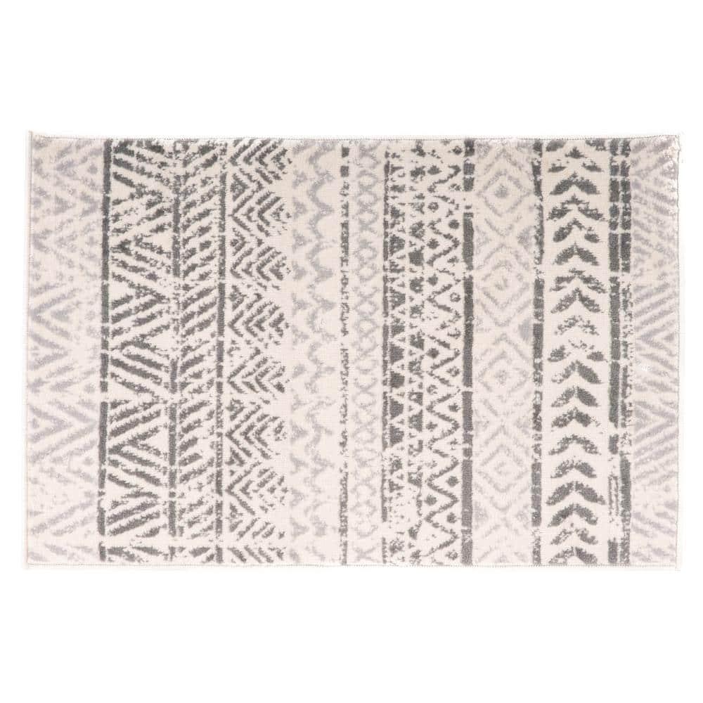 World Rug Gallery Geometric Distressed Bohemian Gray 2'x3' Indoor Area Rug