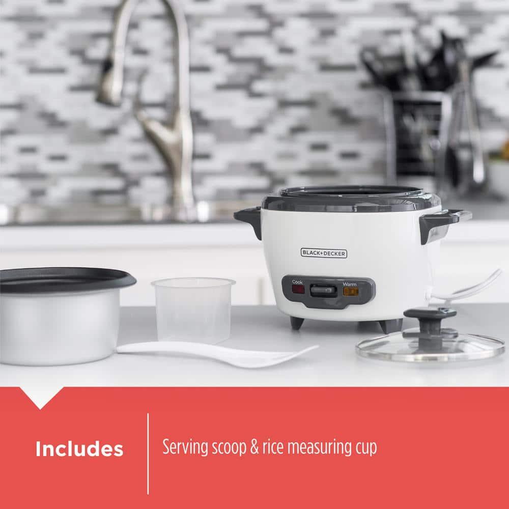 BLACK+DECKER BLACK+DECKER, Rice Cooker, Uncooked Rice, Steaming Basket, Removable Non-Stick Bowl, One Touch