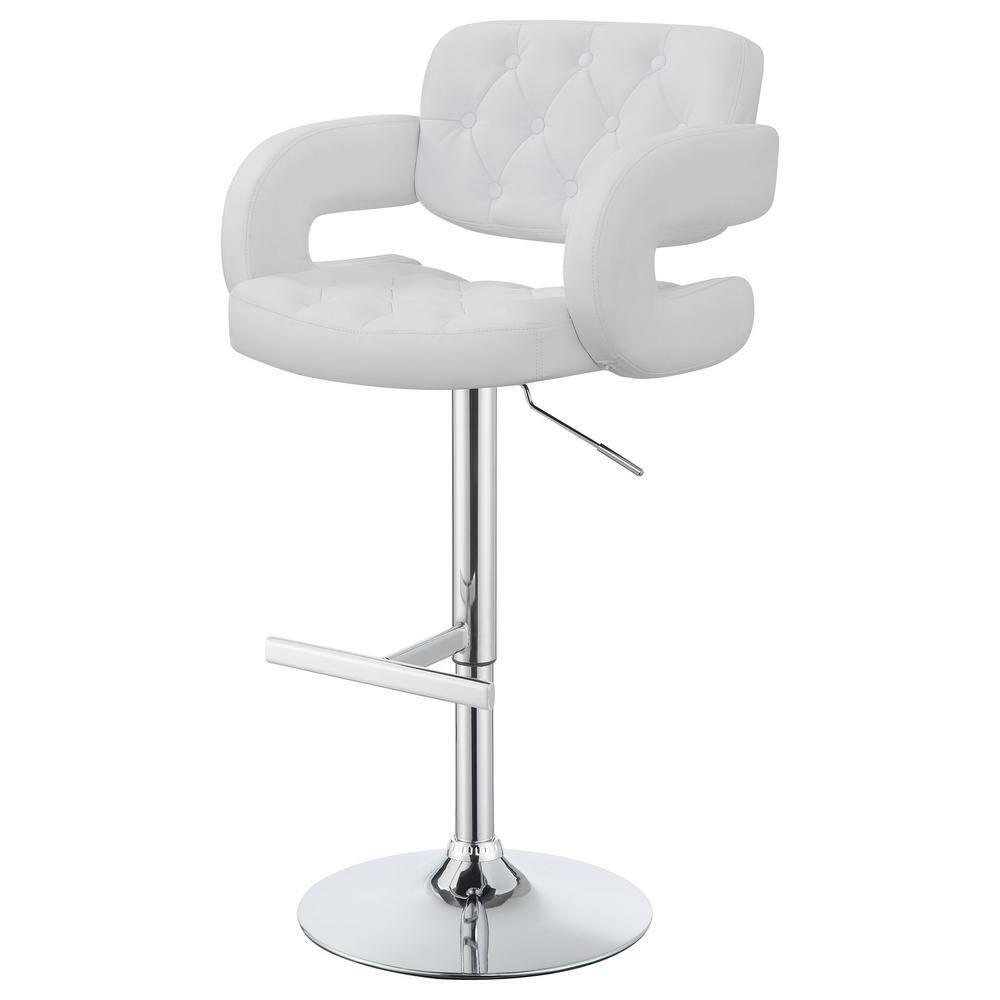 Coaster Contemporary Faux Leather Adjustable Bar Stool in White