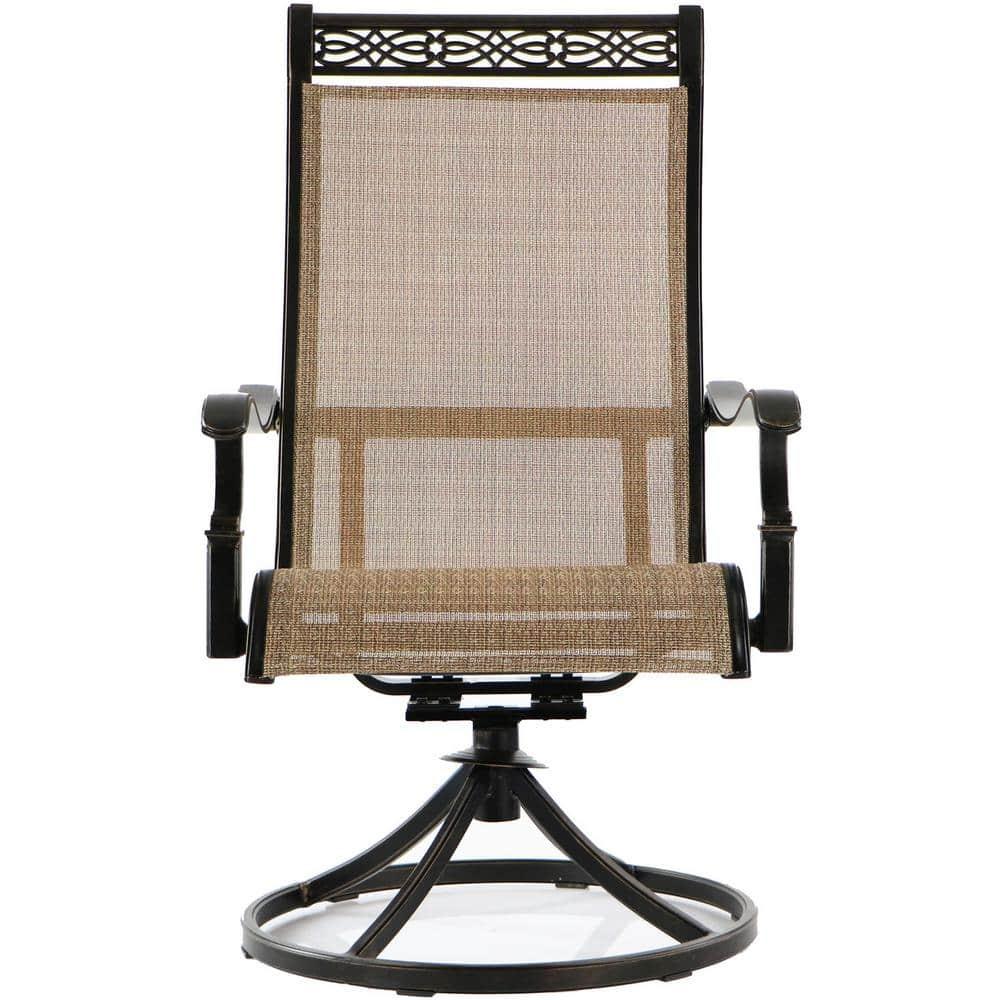 Hanover Outdoor Manor 9-Piece Outdoor Dining Set with 8 Swivel Rockers, Cedar/Bronze