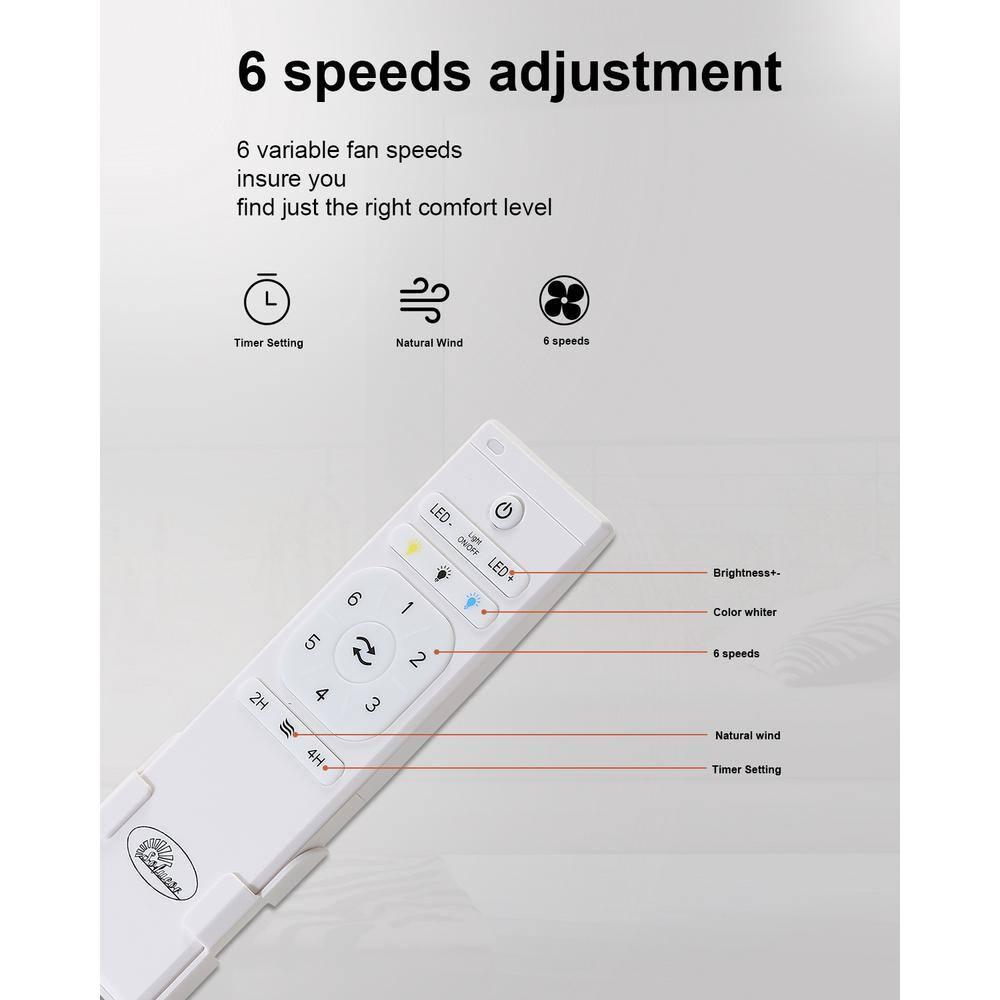 52" Modern Ceiling Fan without Light, Remote Control and Reversible DC Motor Included White with Light Wood-grain