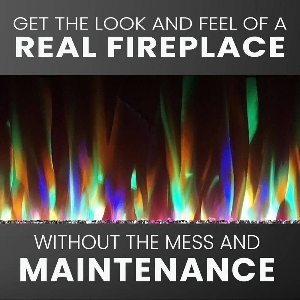 Cambridge Somerset 70-In. White Electric Fireplace TV Stand with Multi-Color LED Flames, Crystal Rock Display, and Remote Control