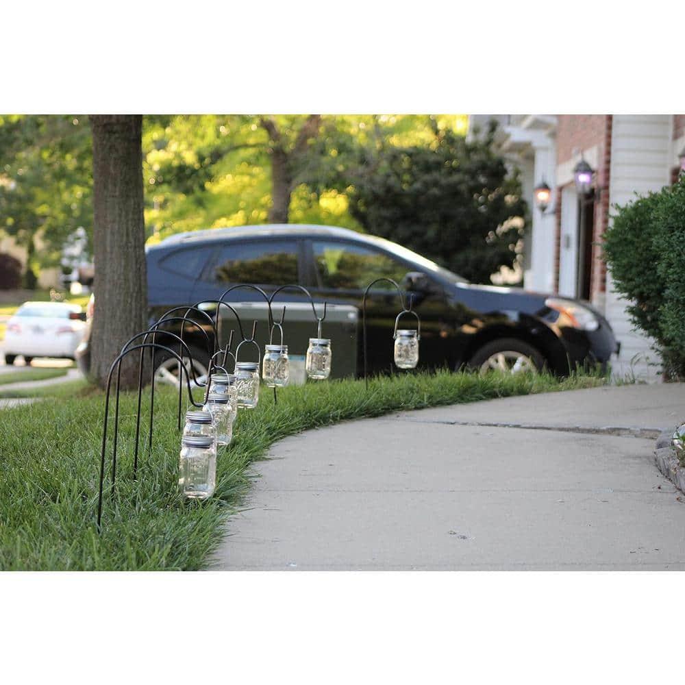 25-Inch Black Powder-Coated Steel Shepherd Hooks (8-Pack)