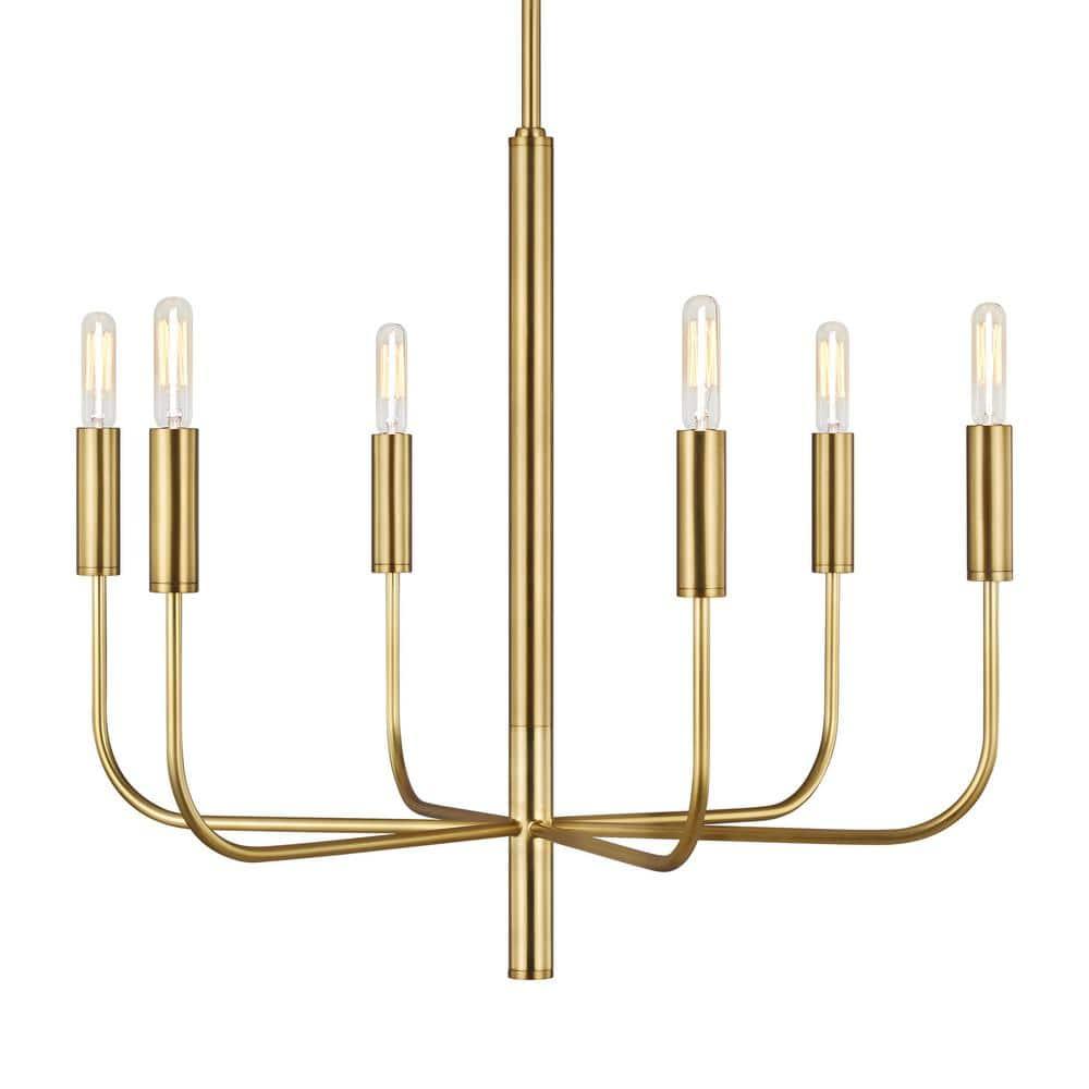 Brianna Burnished Brass 6-Light Minimalist Chandelier