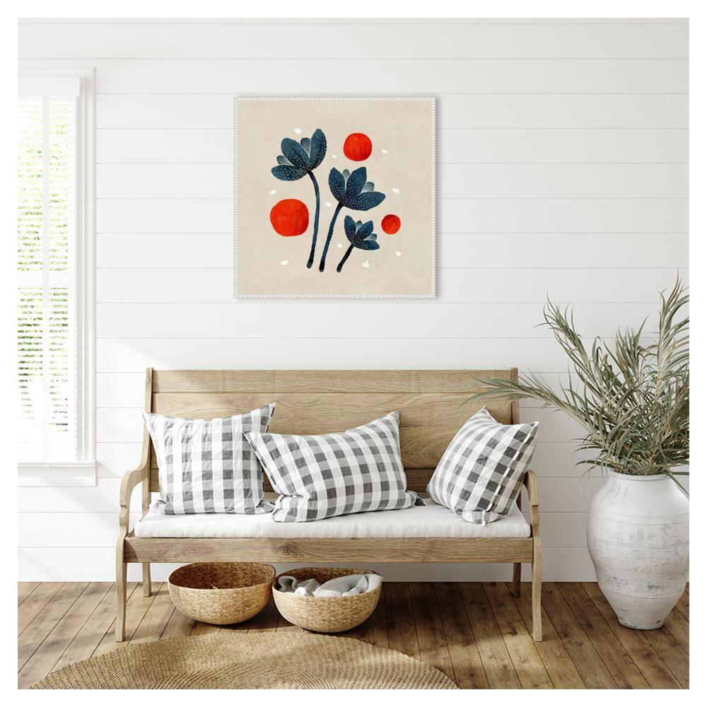 Amanti Art 30"x30" Blue Flowers II by Katie Oshea Framed Canvas Wall Art Print