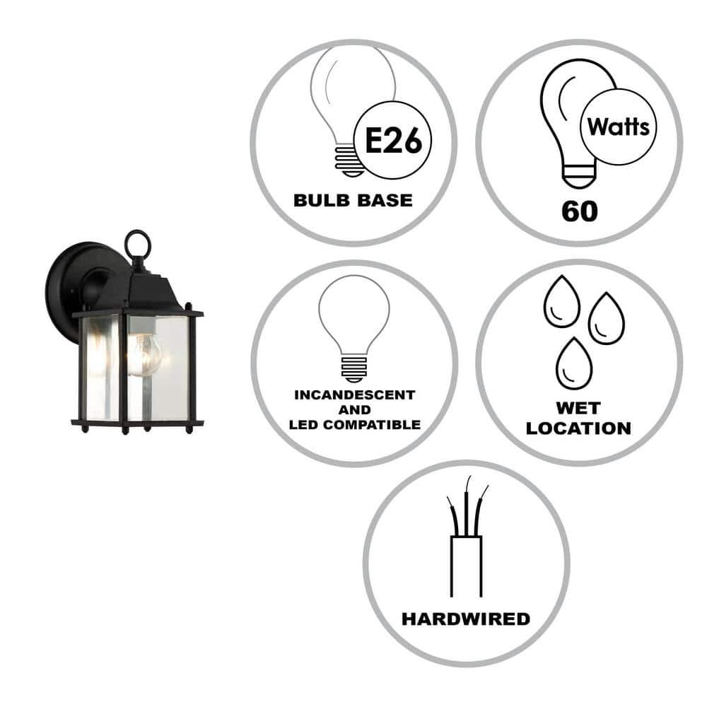 GpLuMy Lighting 40455 BK Traditional One Wall Lantern Outdoor-Post-Lights, Black