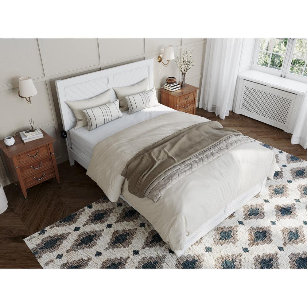 AFI Canyon White Solid Wood Foundation Bed Frame with Matching Footboard, Full