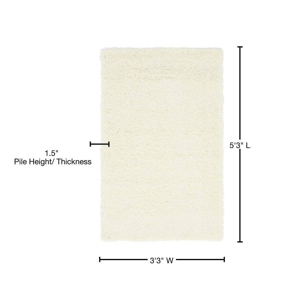 Unique Loom 3' 3 x 5' 3 Solid Shag Snow White Area Rug