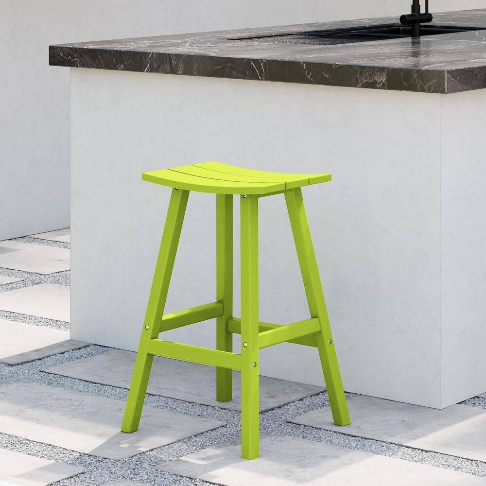 Polytrends  Laguna Hdpe All Weather Outdoor Patio 29" Saddle Seat Bar Stool Lime