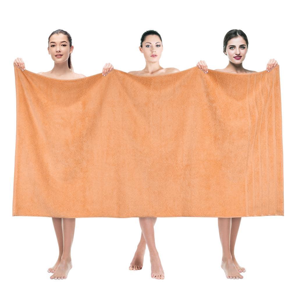American Soft Linen Luxury 35x70 Jumbo Large Bath Towel, 100% Cotton Turkish Bath Towel Sheet, Malibu Peach