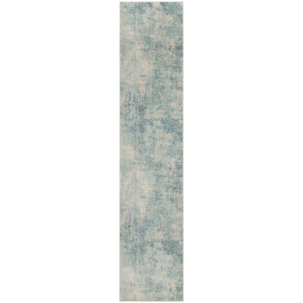 Nourison Astra Machine Washable Modern Abstract Indoor Rug Blue Ivory 2'2" x 8'
