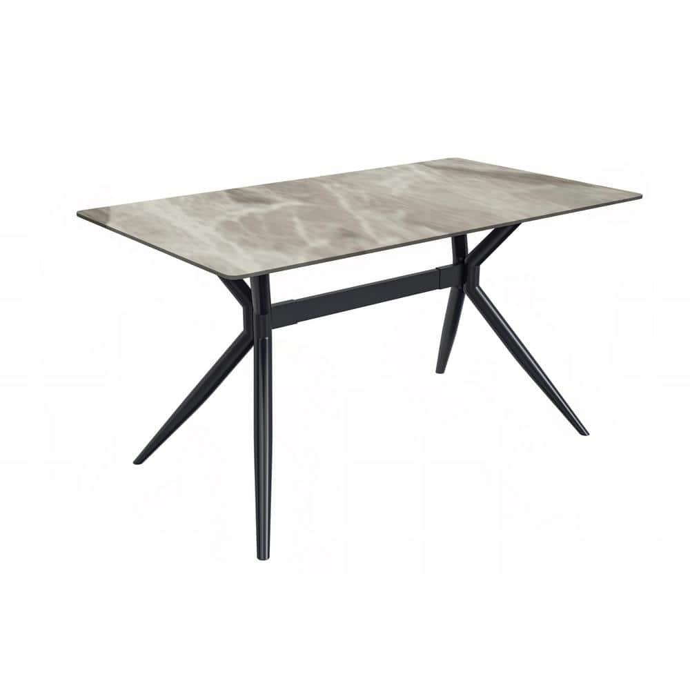 Kaison Modern Dining Table with Sintered Stone Top and Stainless Steel Base