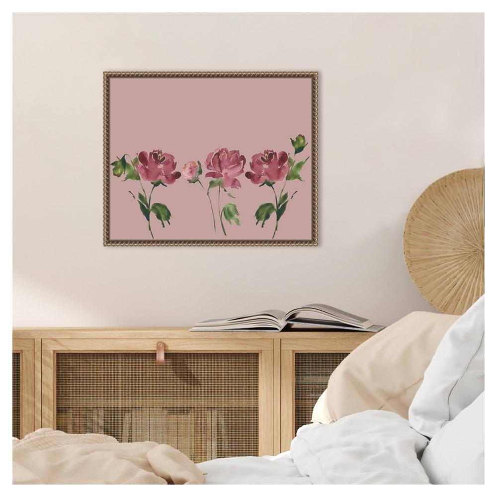 Amanti Art Trio Of Peony Blossoms by Lucille Price Canvas Wall Art Print Framed 20 x 16-in.