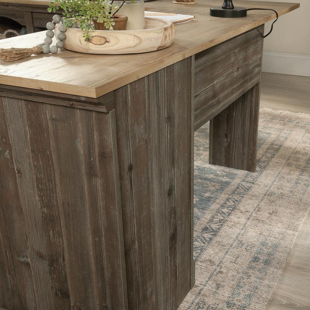 Sauder Sonnet Springs Engineered Wood L-Shaped Desk in Pebble Pine