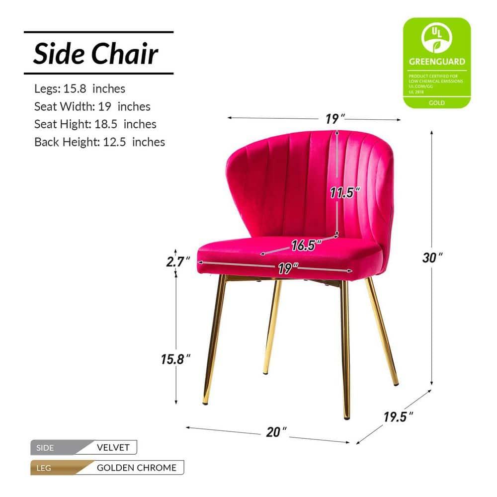 Velvet Dining Chairs Set of 2 Upholstered Wingback Side Chairs Living Room Kitchen Fushia