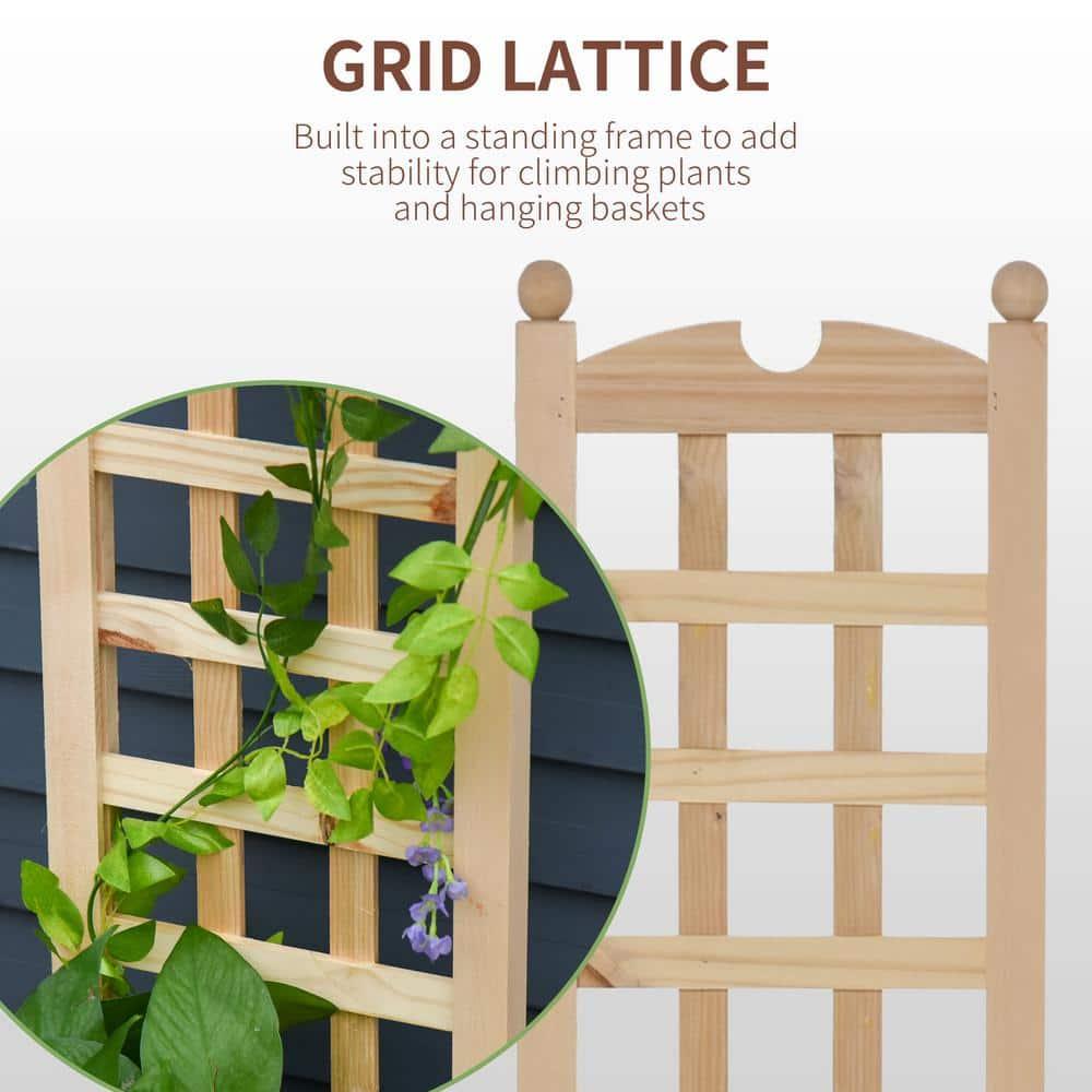 Outsunny Wooden Raised Garden Bed with Trellis, Outdoor Planter Box with Drainage Crevices for Climbing Vine Plants Flowers, 12" x 12" x 49"