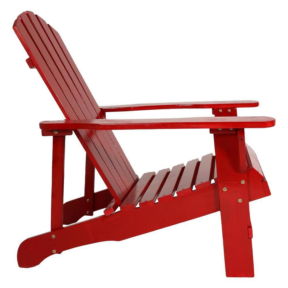 Sunnydaze Outdoor Coastal Bliss Painted Fir Wooden Lounge Backyard Patio Adirondack Chair - Red - 2pk