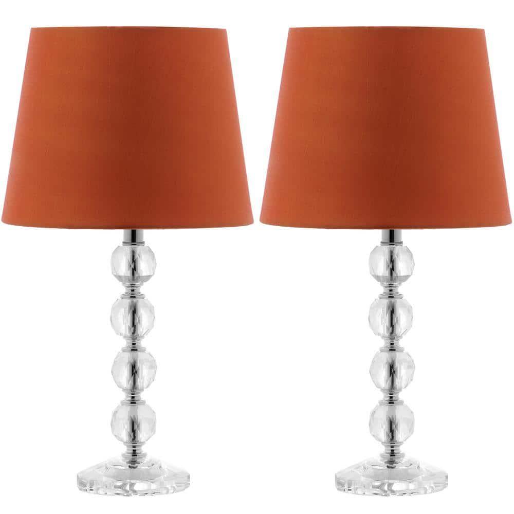 Nola Stacked Crystal Ball Lamp (Set of 2) - 16 Inch Height - LIT4123 - Clear/Orange - Safavieh