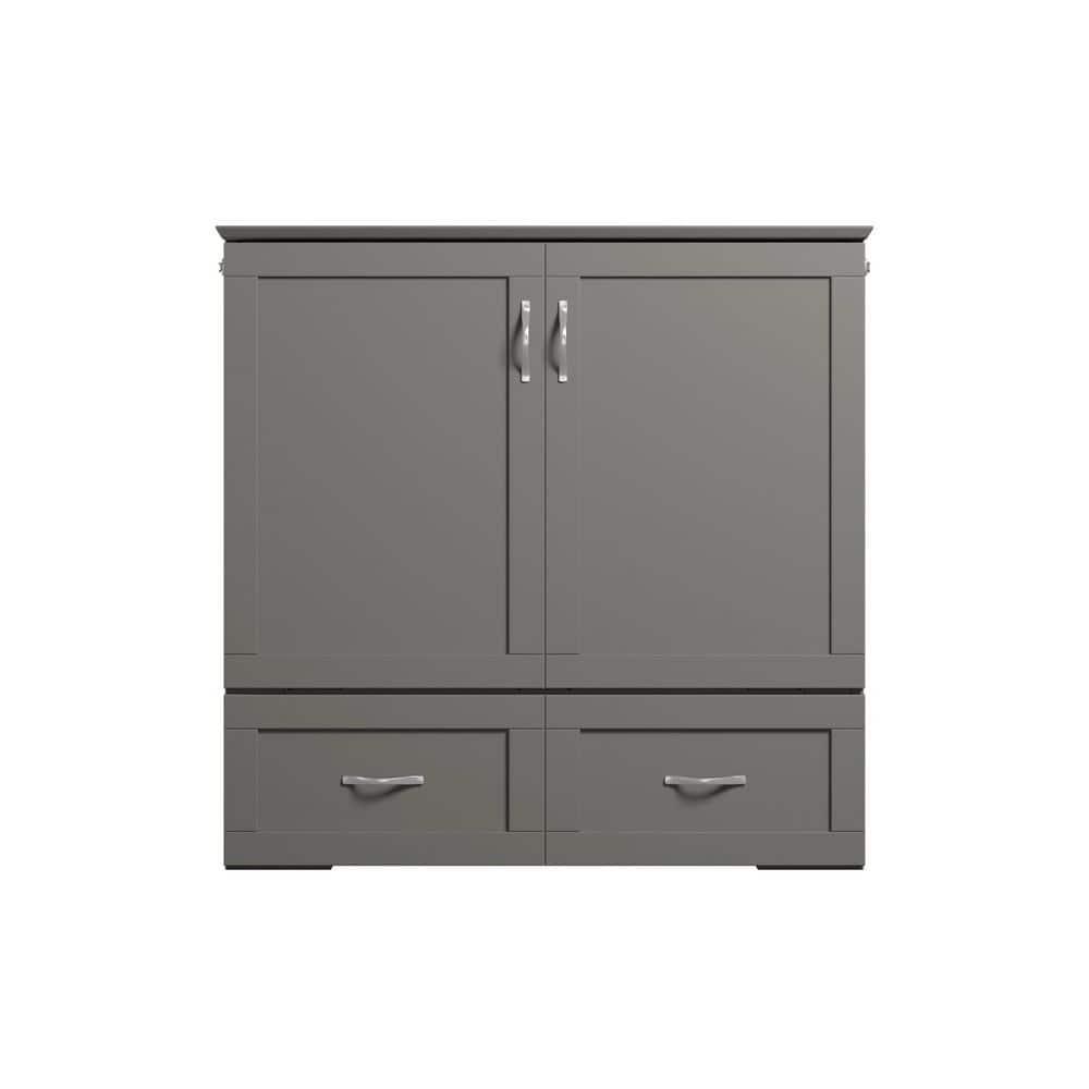 AFI Hamilton Twin XL Solid Wood Murphy Bed Chest with Built-In Charger in Gray