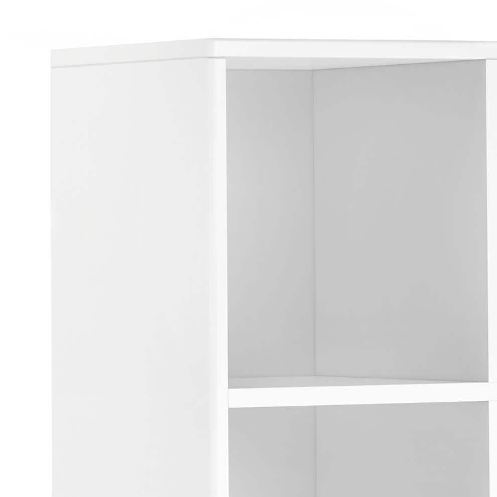 1 1 SOLID HARDWOOD 42 Inch Mid Century Modern Cube Storage Bookcase with Drawers in White, For the Living Room, Study Room and Office