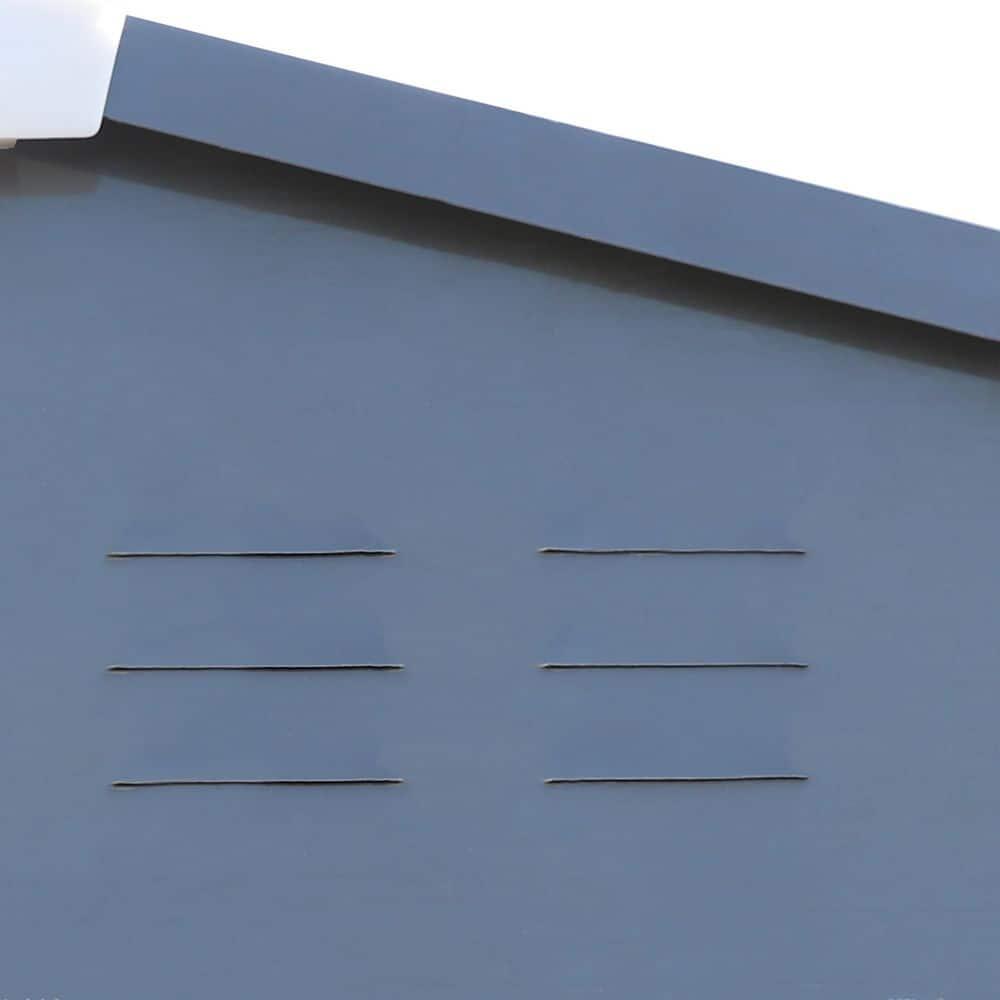 VEIKOUS 8'x10' Outdoor Storage Shed, Metal Tool Storage Sheds 80 sq ft, w/Lockable Door & Air Vent, Grey