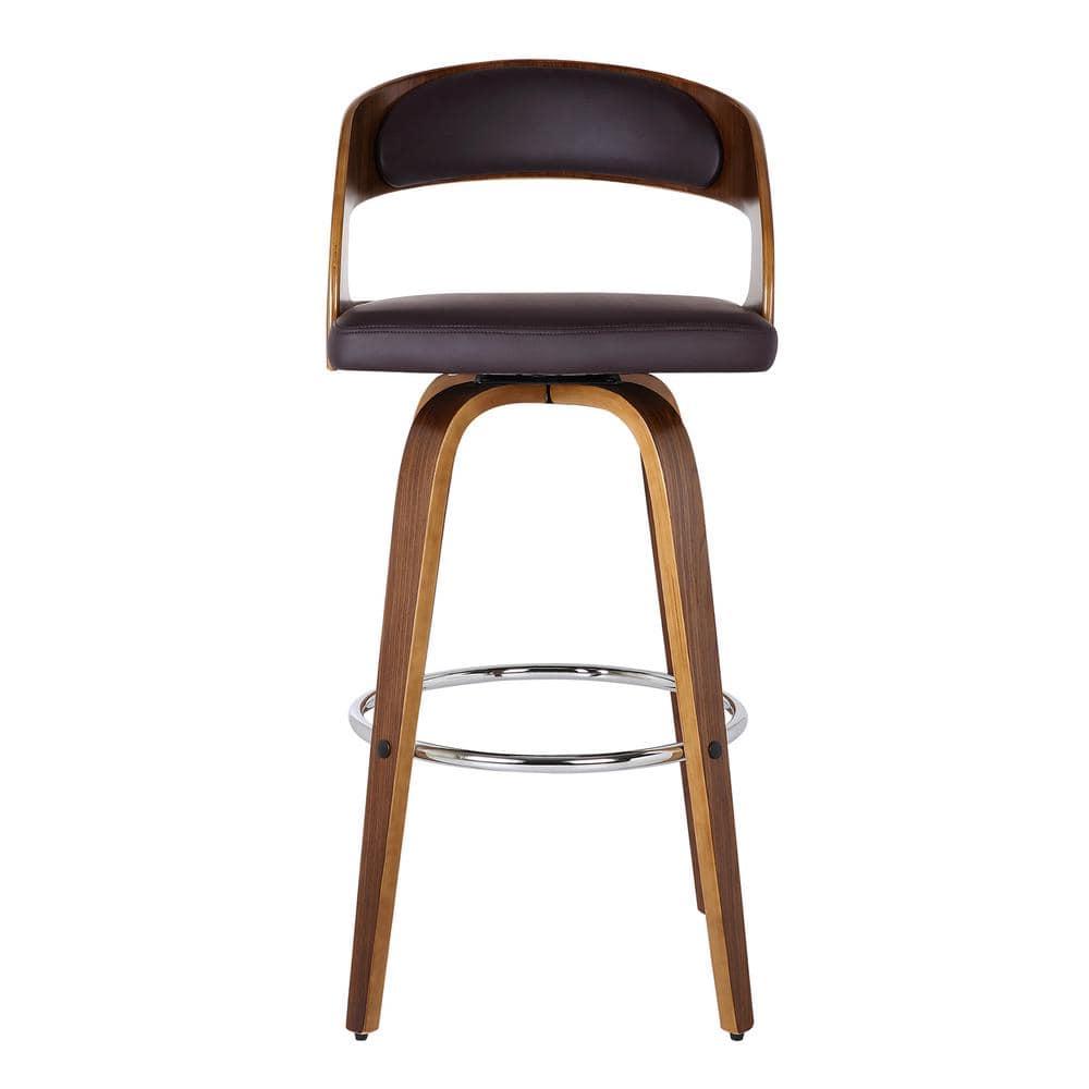 Armen Living Shelly Contemporary Faux Leather Bar Stool in Brown