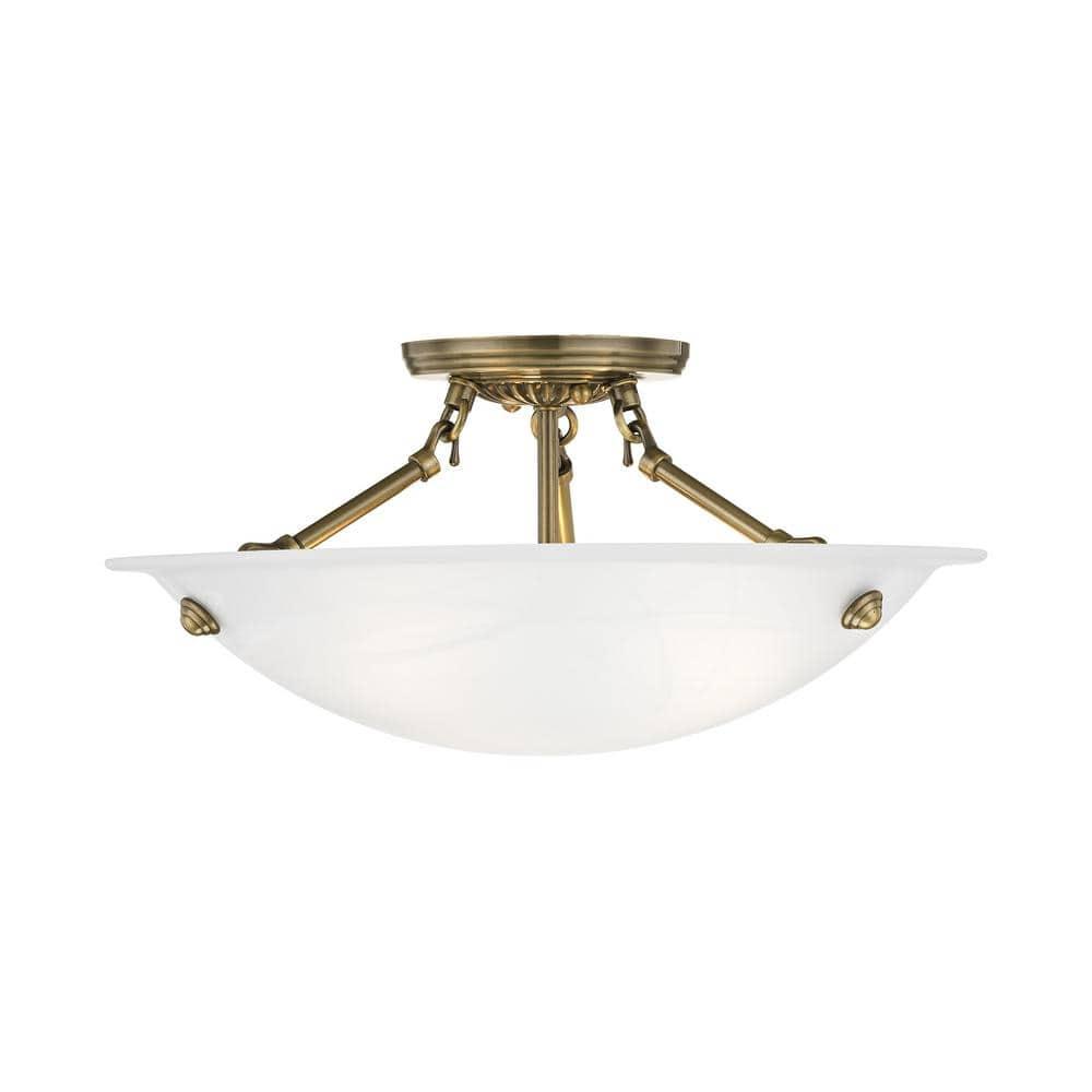 Livex Lighting Oasis 3 - Light Flush Mount in  Antique Brass